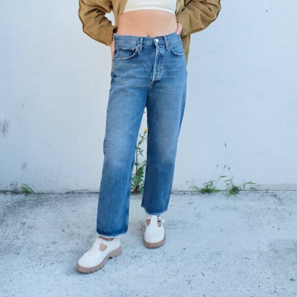 AGOLDE Women's 90's Jeans- High Waisted Straight Leg Jeans- Size 25 - Picture 2 of 15